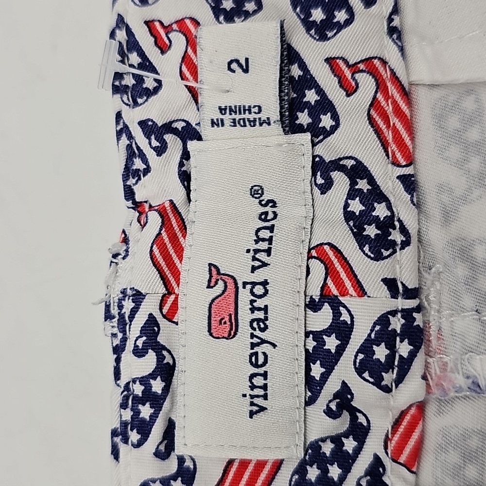 Vineyard Vines Red White Blue Patriotic USA Whale Shorts Stars Stripes Size 2 - Picture 7 of 8